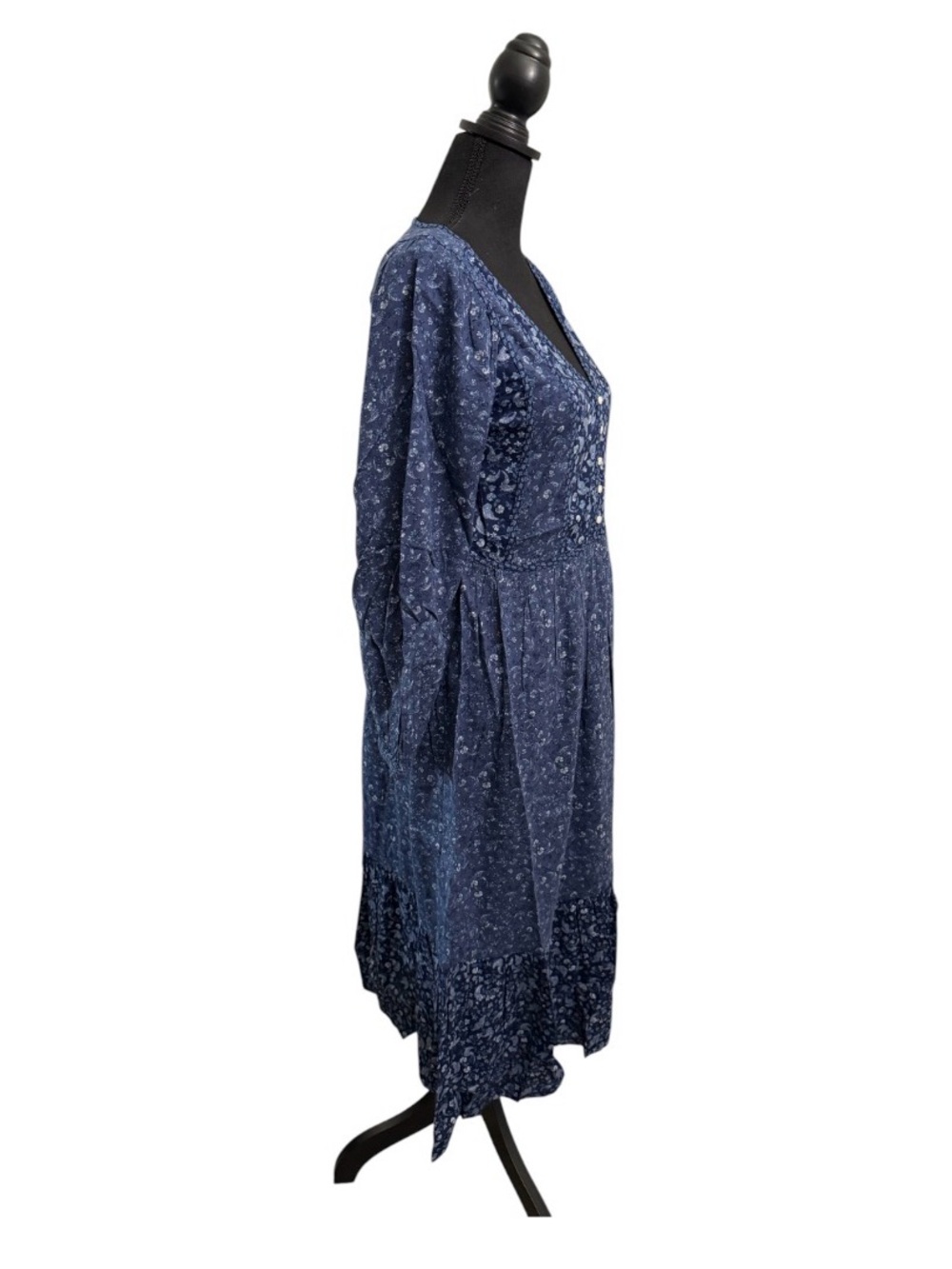 Old Navy Women's Blue Floral Sleeveless Dress Small, Smocked, Midi Dress - Picture 4 of 6